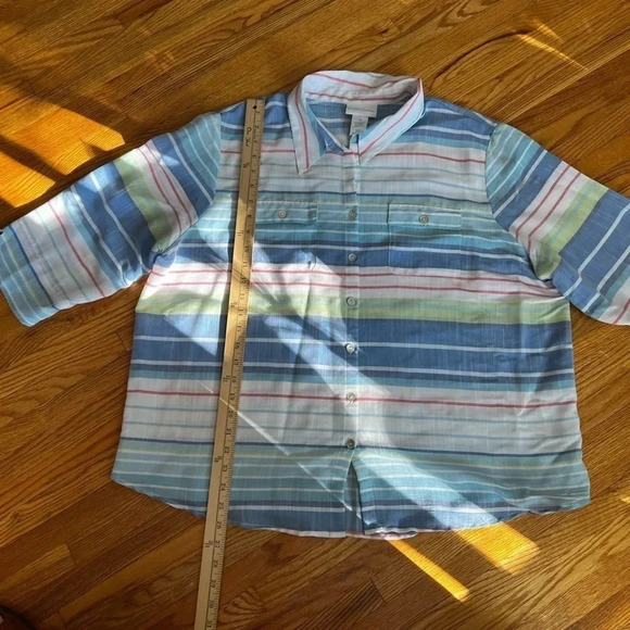 Striped button down top - Picture 1 of 4